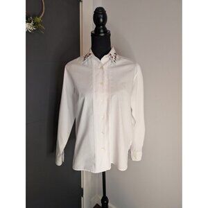 Vintage White Yves St Clair Floral Embroidered Long Sleeve Button-Up‎ - 8